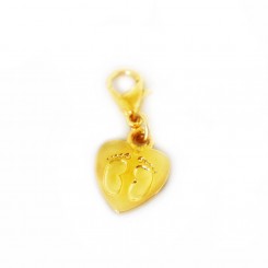 Heart Dangle with Baby Feet - Gold Tone
